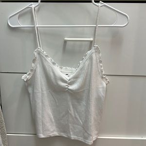 WHITE COTTON FRILL TANK